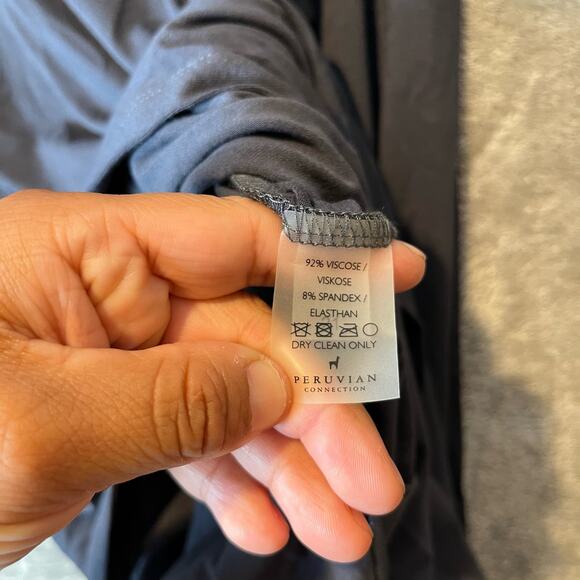 Peruvian Connection Women’s Sz Medium Gray Long Sleeve Dress Side Slits - Picture 5 of 6